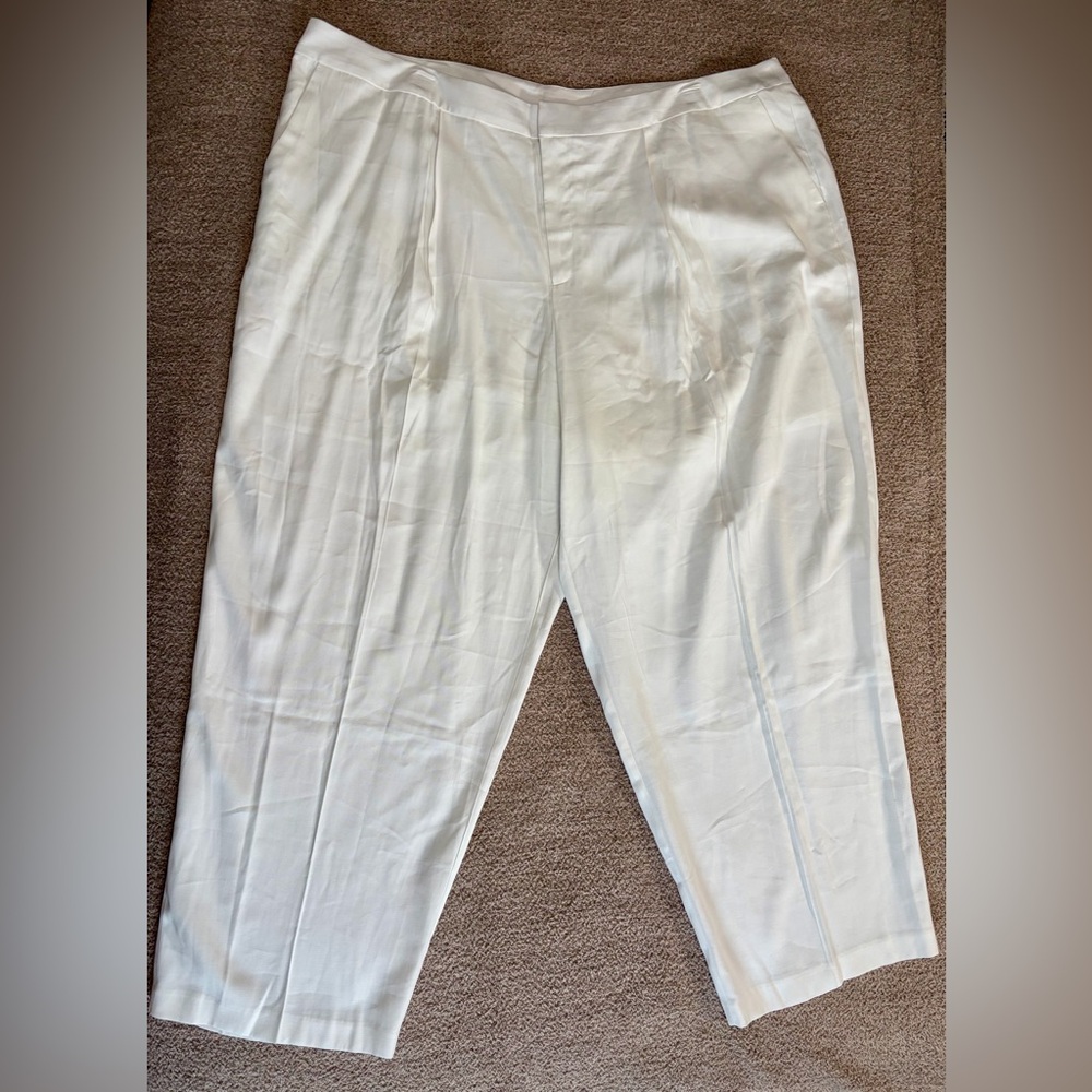 Eloquii Ivory Pleated Trousers